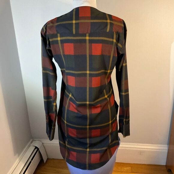 Plaid Zip up Overshirt, Small Evil Eye Zip Pull. Tunic. Dark Academia - Picture 3 of 11